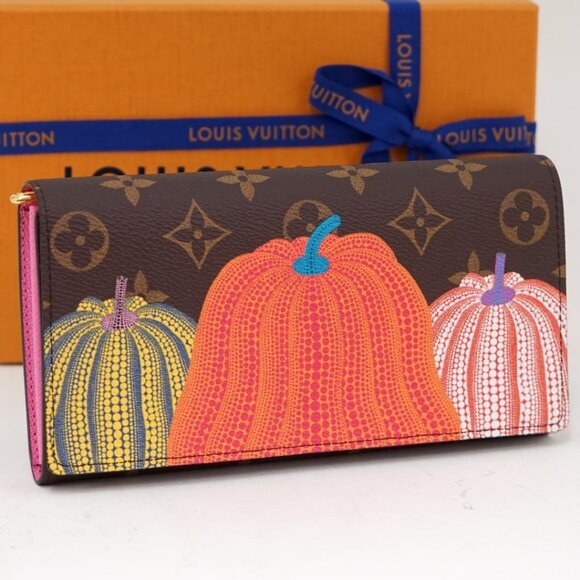 LOUIS VUITTON x YK Portefeuille Sarah NM Kusama Yayoi Monogram Pumpkin MINT - Picture 1 of 10